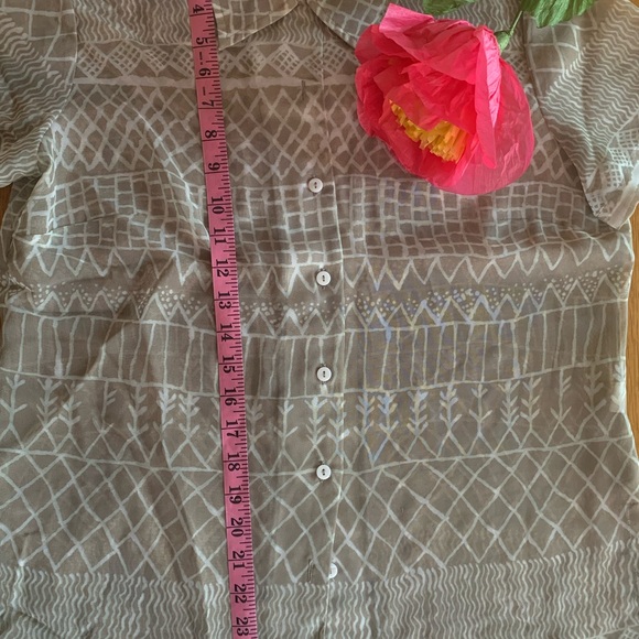 Sigrid Olsen Sheer Voile Geo Topper Shirt, Size Medium - Picture 5 of 5